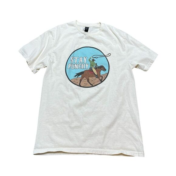 Punchy Western Rodeo T-Shirt Cream Size Medium - Picture 1 of 4